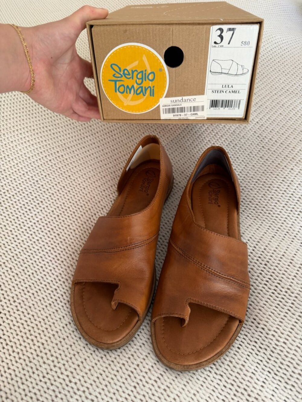 In Box Sergio Tomani Adrian/Lulu Leather Sandals Camel EU 37 / US 7